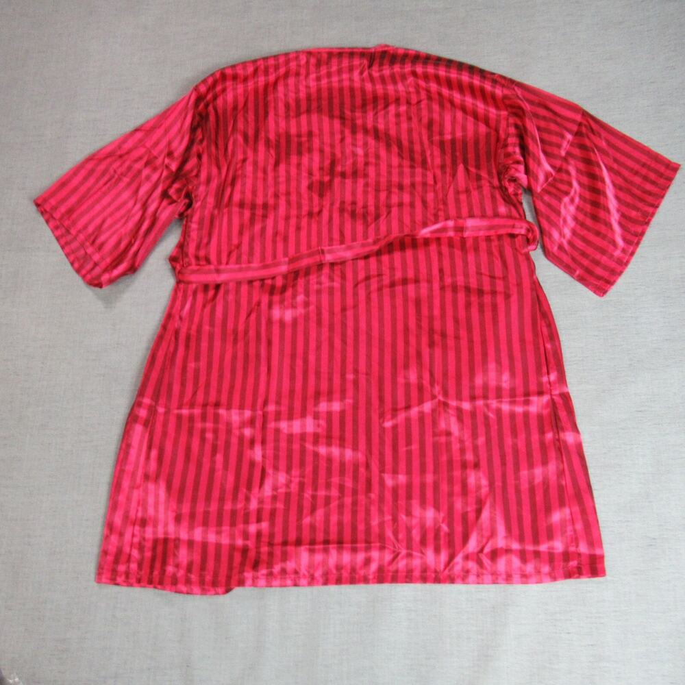 Alexander del Rossa Robe Womens Size Medium Red Striped Satin Lounge Modern - Picture 4 of 8